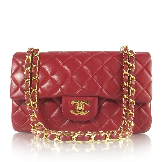 Lambskin Quilted Double Flap Red