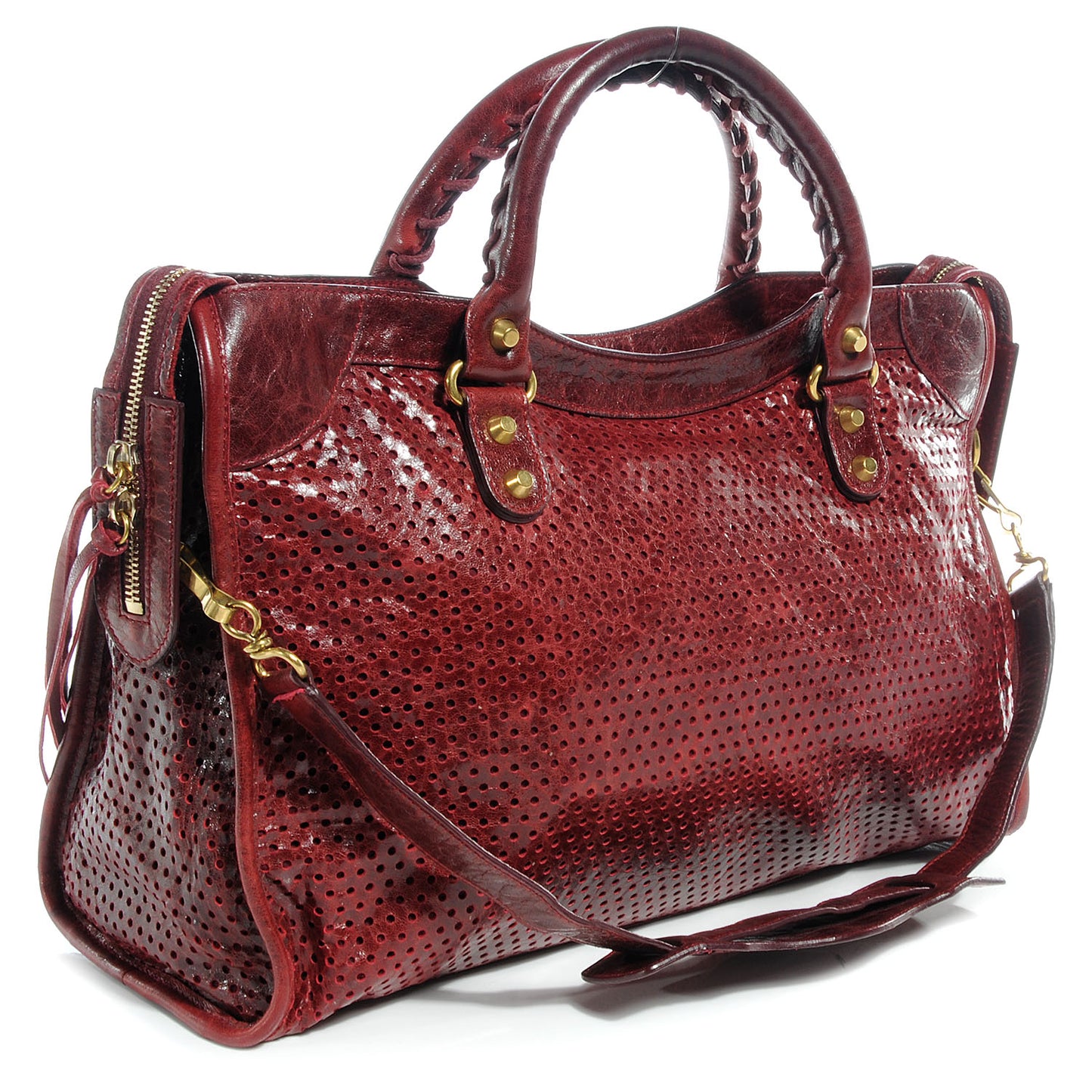 Agneau Laser Cut Cross Classic Gold Hardware City Rouge Lie De Vin