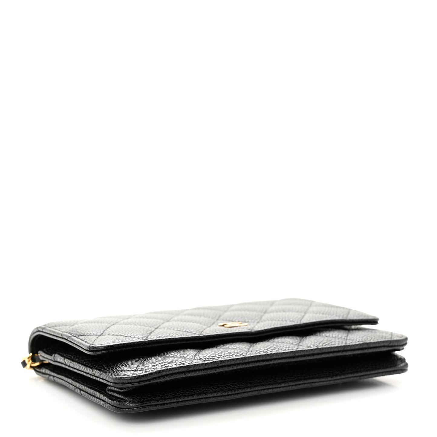 Caviar Quilted Wallet on Chain WOC Black