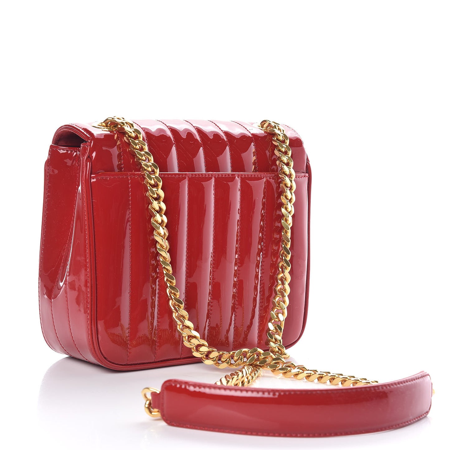 Patent Calfskin Matelasse Monogram Medium Vicky Chain Bag Rouge Eros