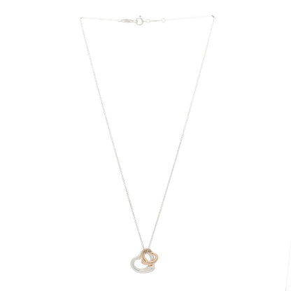 Tiffany Sterling Silver 18K Rose Gold Elsa Peretti Double Open Heart Pendant Necklace 3 of 5