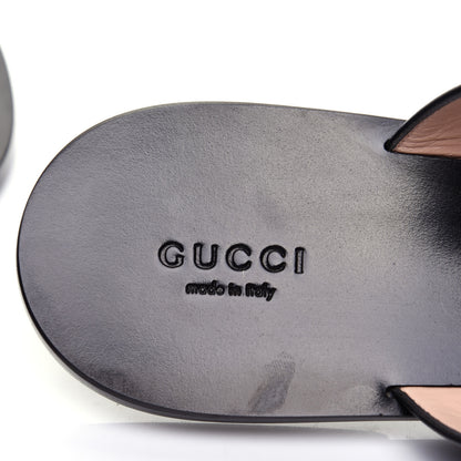 Gucci Calfskin GG Marmont Thong Sandals 40 Black 6 of 12
