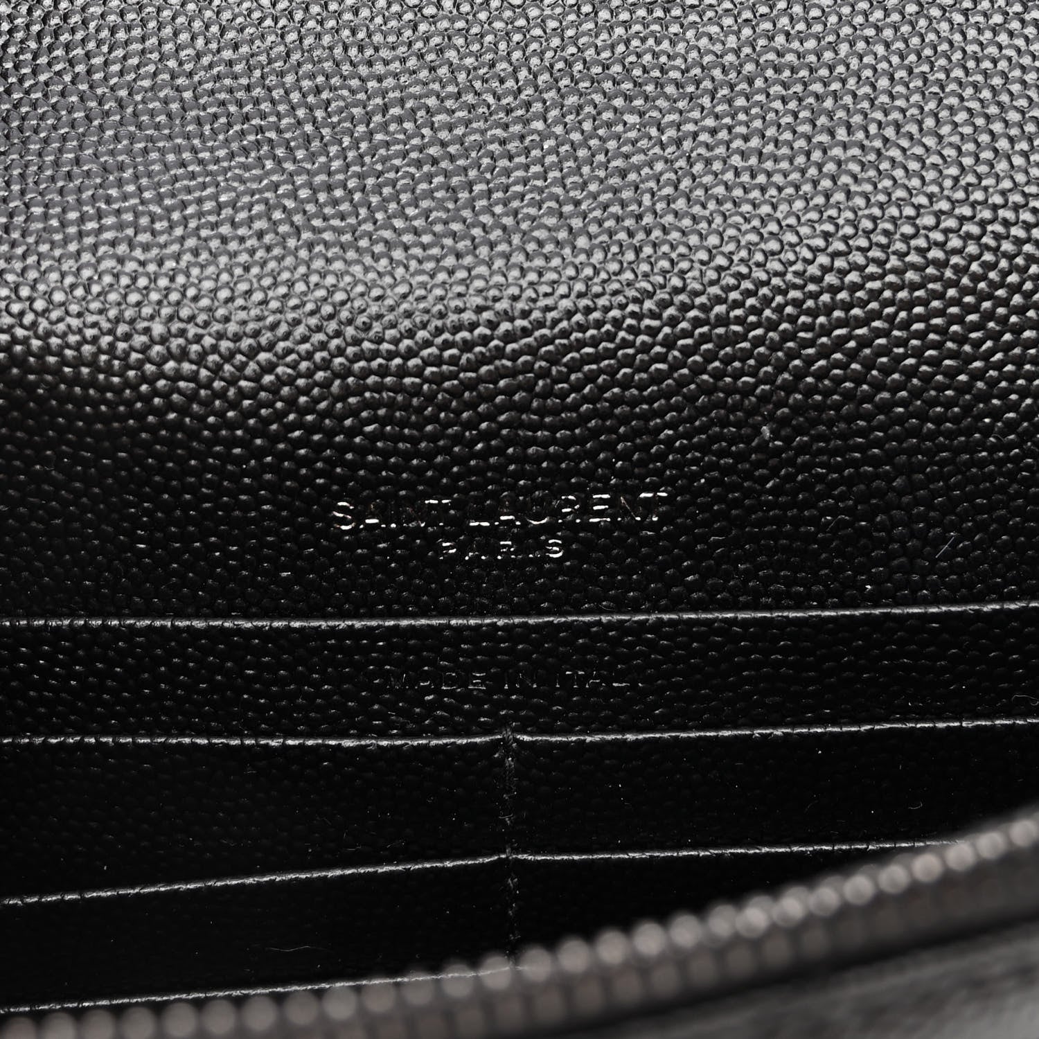 Saint Laurent Grain De Poudre Matelasse Chevron Monogram Monochrome Envelope Chain Wallet Black 6 of 10