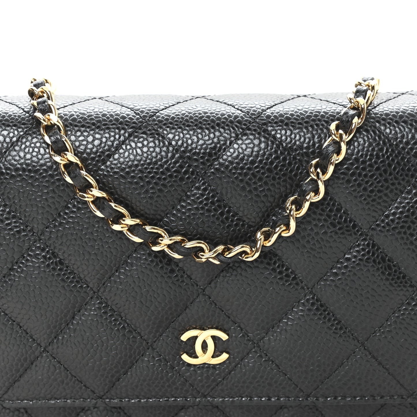 Caviar Quilted Wallet On Chain WOC Black