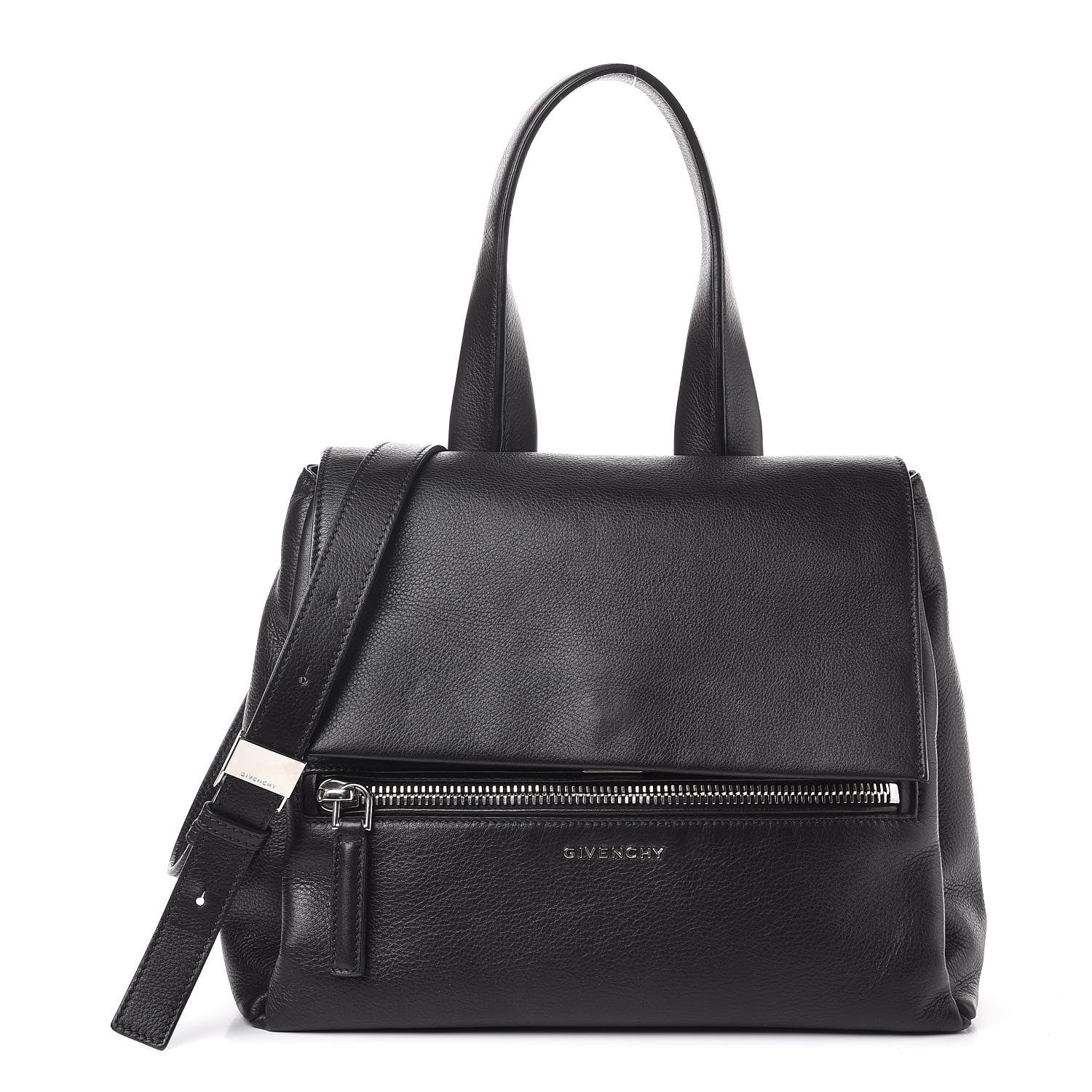 Givenchy Waxy Grained Calfskin Medium Pandora Pure Flap Bag Black 1 of 7