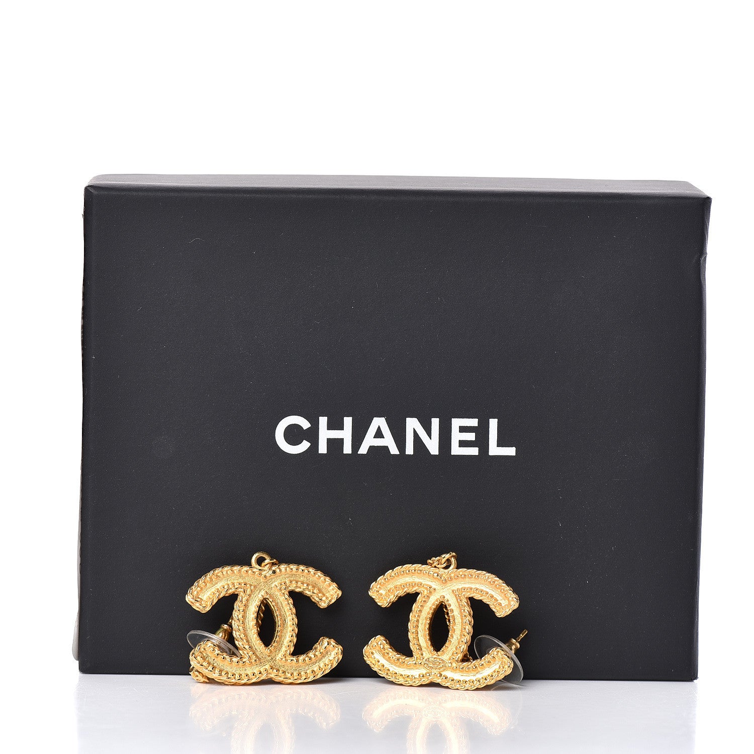 Chanel CC Drop Earrings Matte Gold 5 of 5