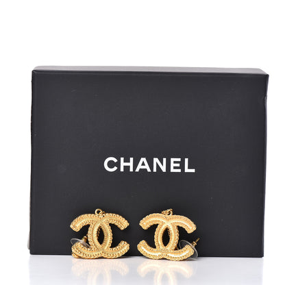 Chanel CC Drop Earrings Matte Gold 5 of 5