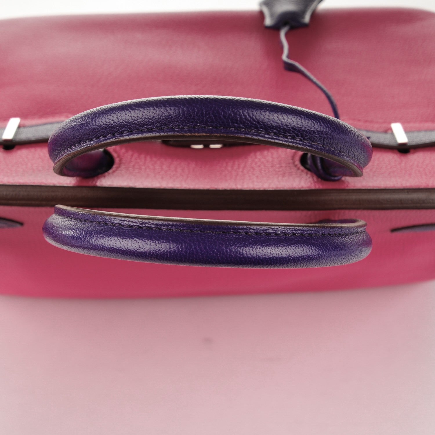 Hermes Chevre Bi-Color Horseshoe Birkin 30 Rose Shocking Iris 10 of 27