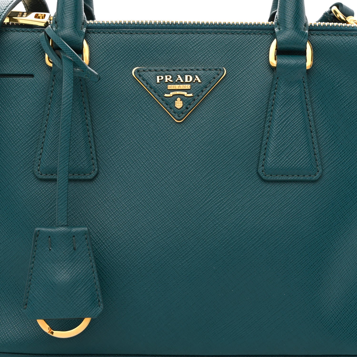 Prada Saffiano Lux Mini Double Zip Tote Ottanio 10 of 15