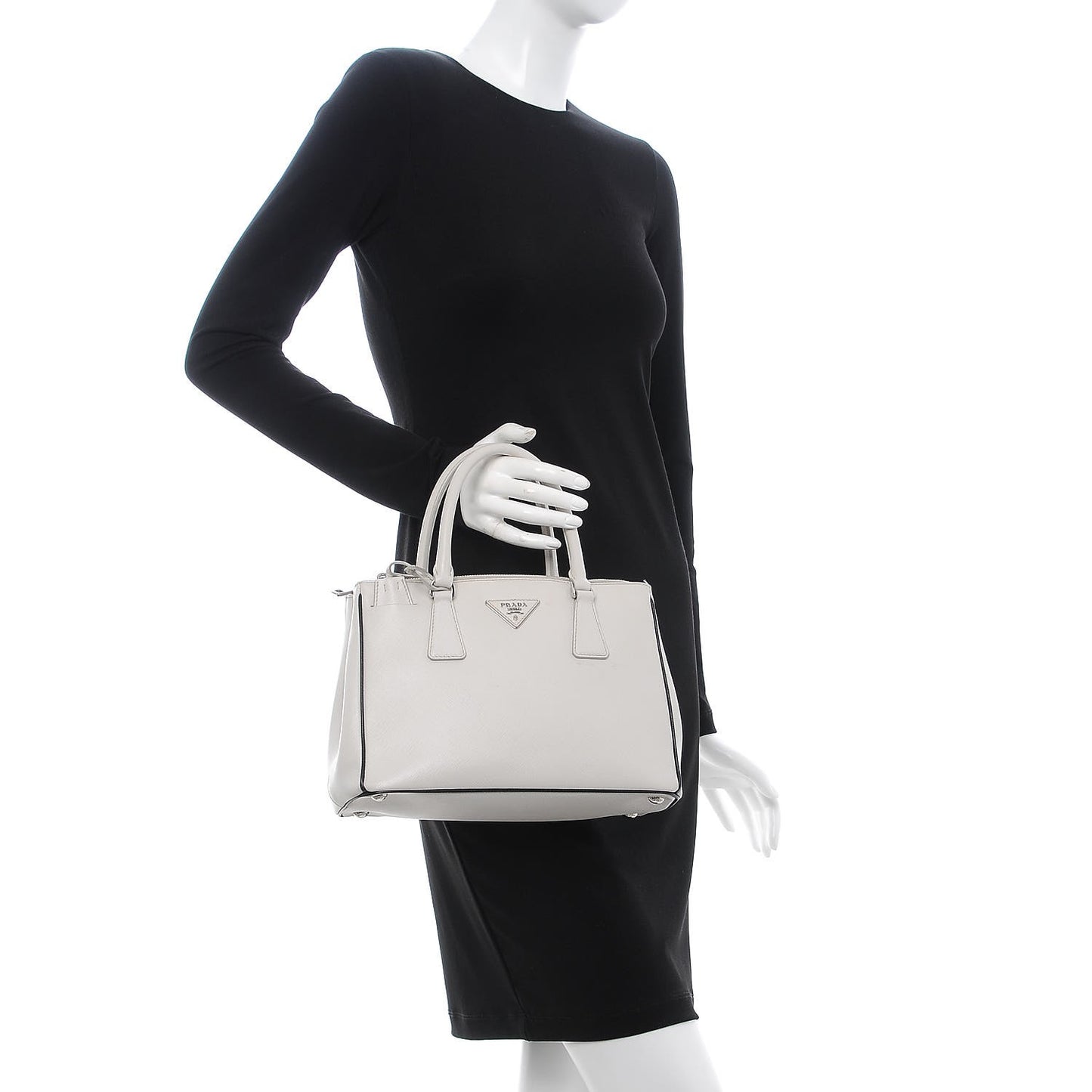 Saffiano Small Galleria Double Zip Tote Bianco