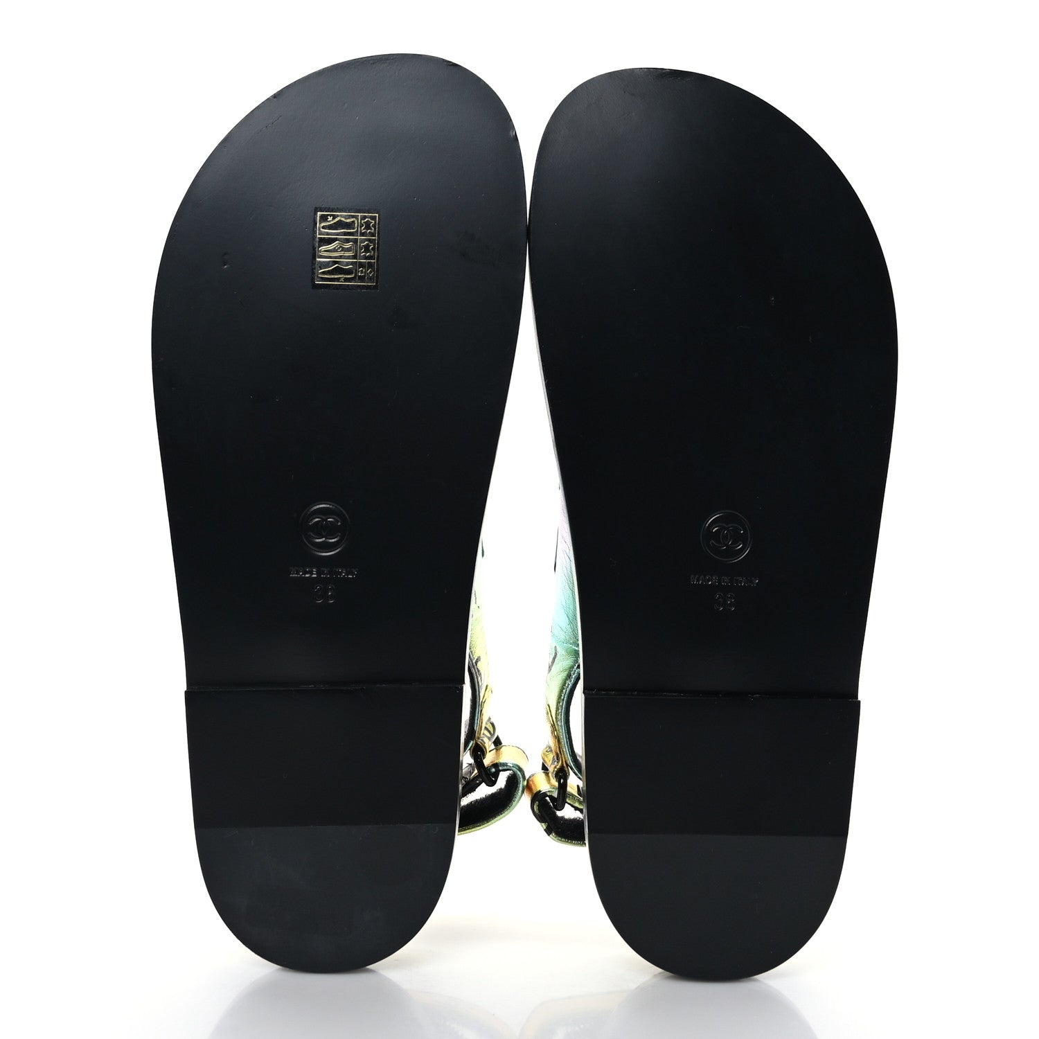 Chanel Laminated Lambskin Printed CC Dad Sandals 38 Multicolor 5 of 8