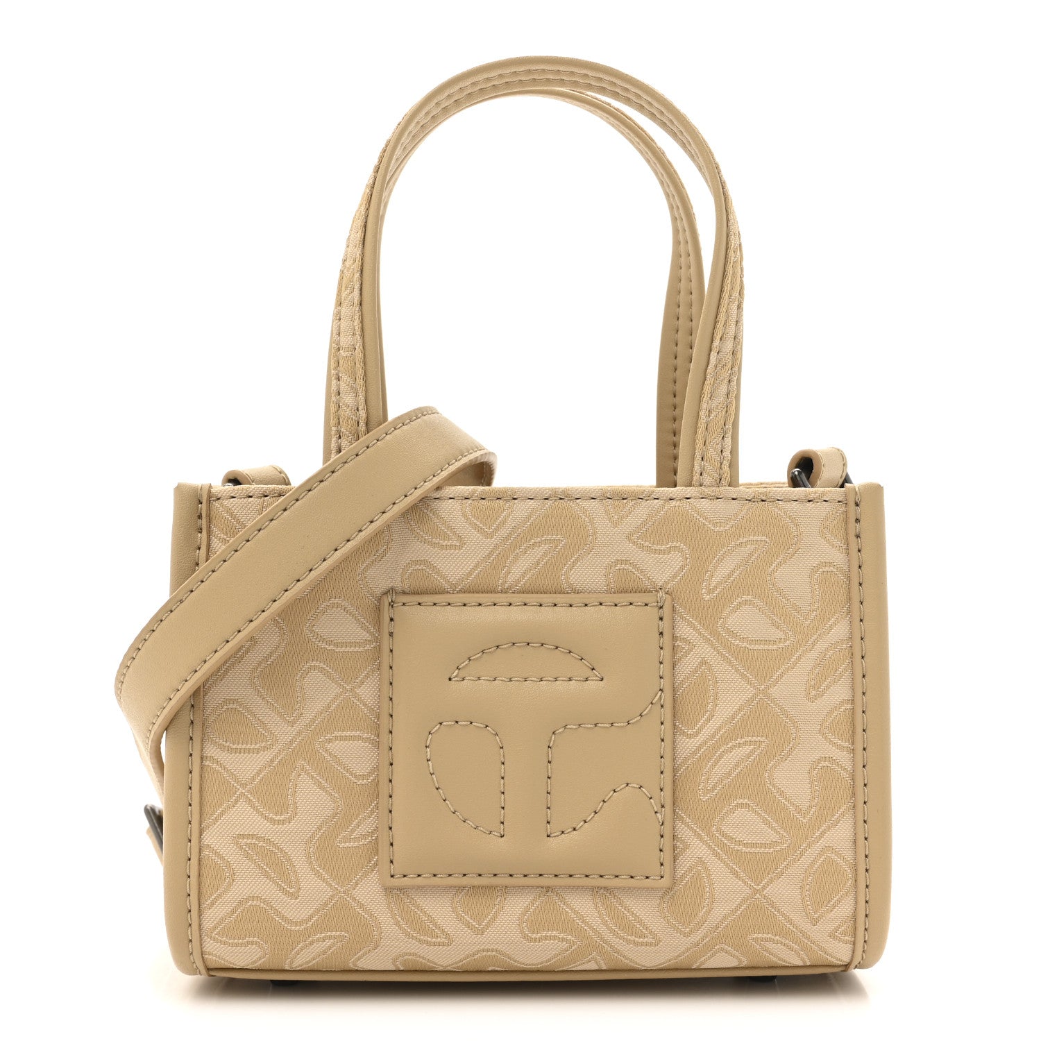 Telfar Monogram Jacquard Small Shopping Bag Cream 1 of 8