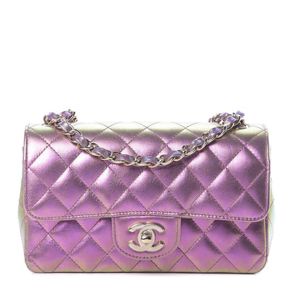 Chanel Iridescent Lambskin Quilted Mini Rectangular Flap Purple 1 of 10