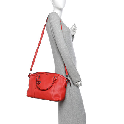 Gucci Pebbled Calfskin Medium GG Convertible Dome Satchel  Red 2 of 10