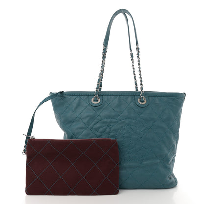 Chanel Grained Calfskin Quilted Small Daily Shopping Tote Turquoise 3 of 11