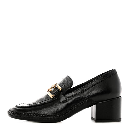 Chanel Shiny Calfskin Metal CC Loafers 36.5 Black 1 of 9