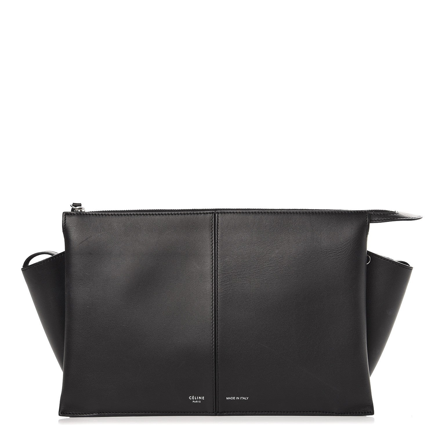 Celine Natural Calfskin Tri-Fold Clutch on Chain Black 1 of 11