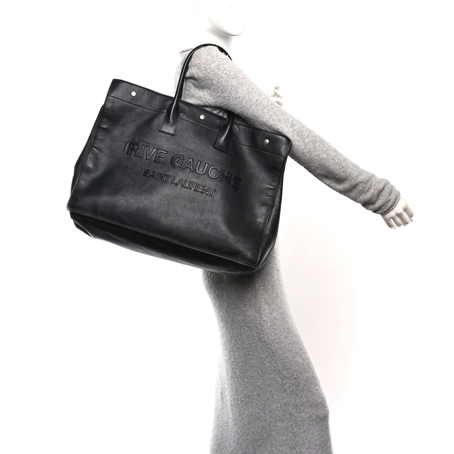 Saint Laurent Vitello Rive Gauche Large Tote Black 2 of 11