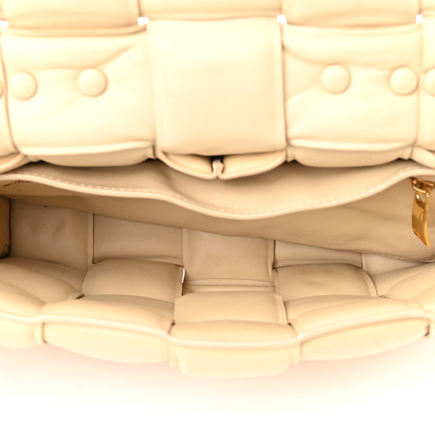 Lambskin Maxi Intreccio Padded Chain Cassette Crossbody Bag Porridge