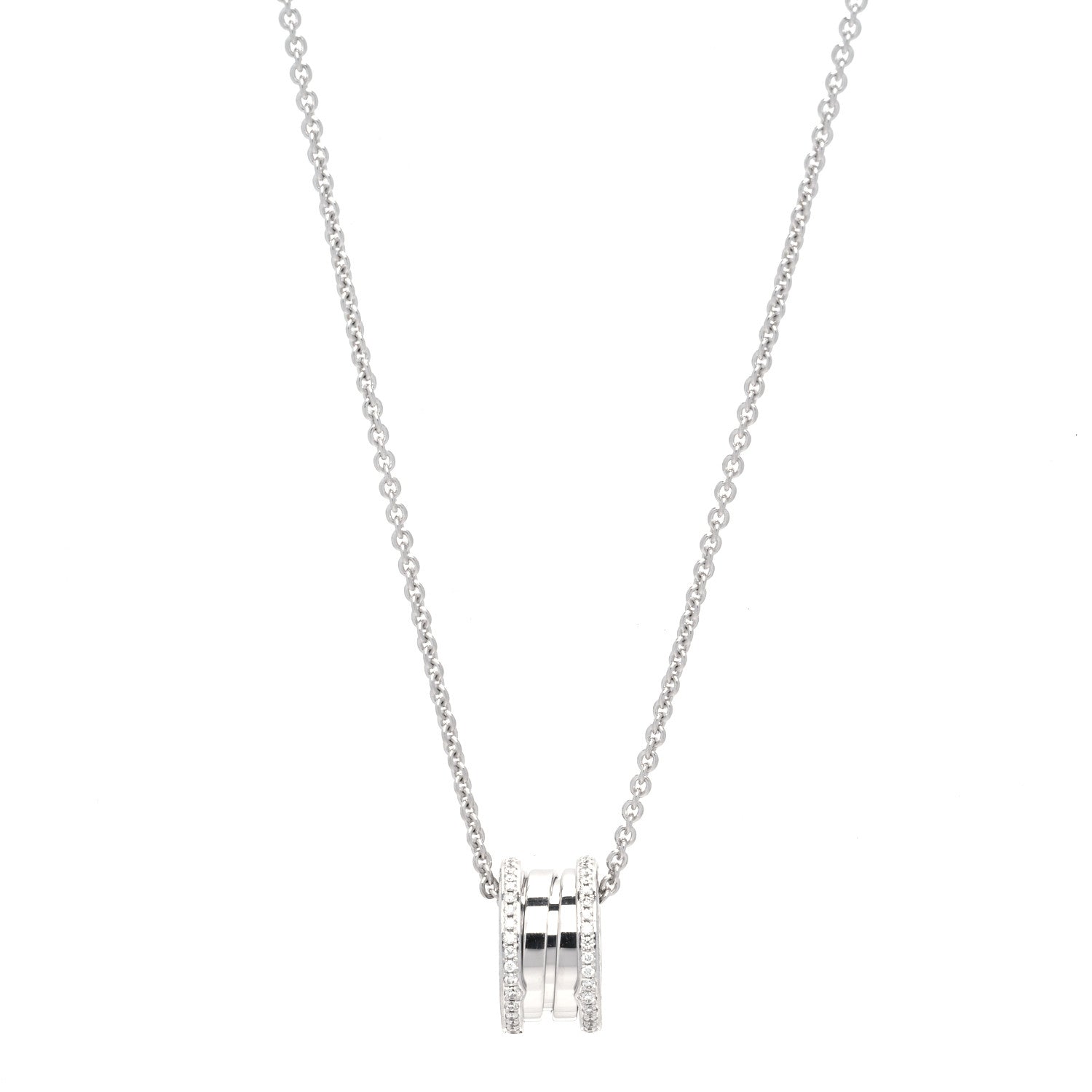 Bulgari 18K White Gold Diamond B.Zero1 Pendant Necklace 1 of 6