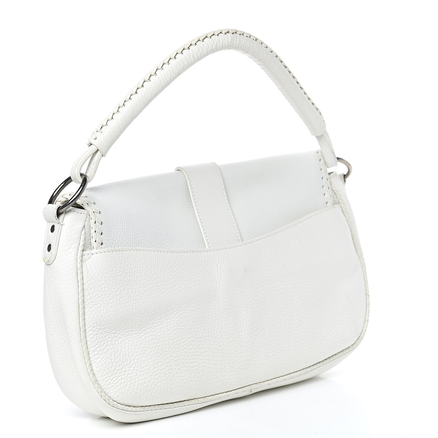 Calfskin Braided Gaucho Double Saddle Bag White