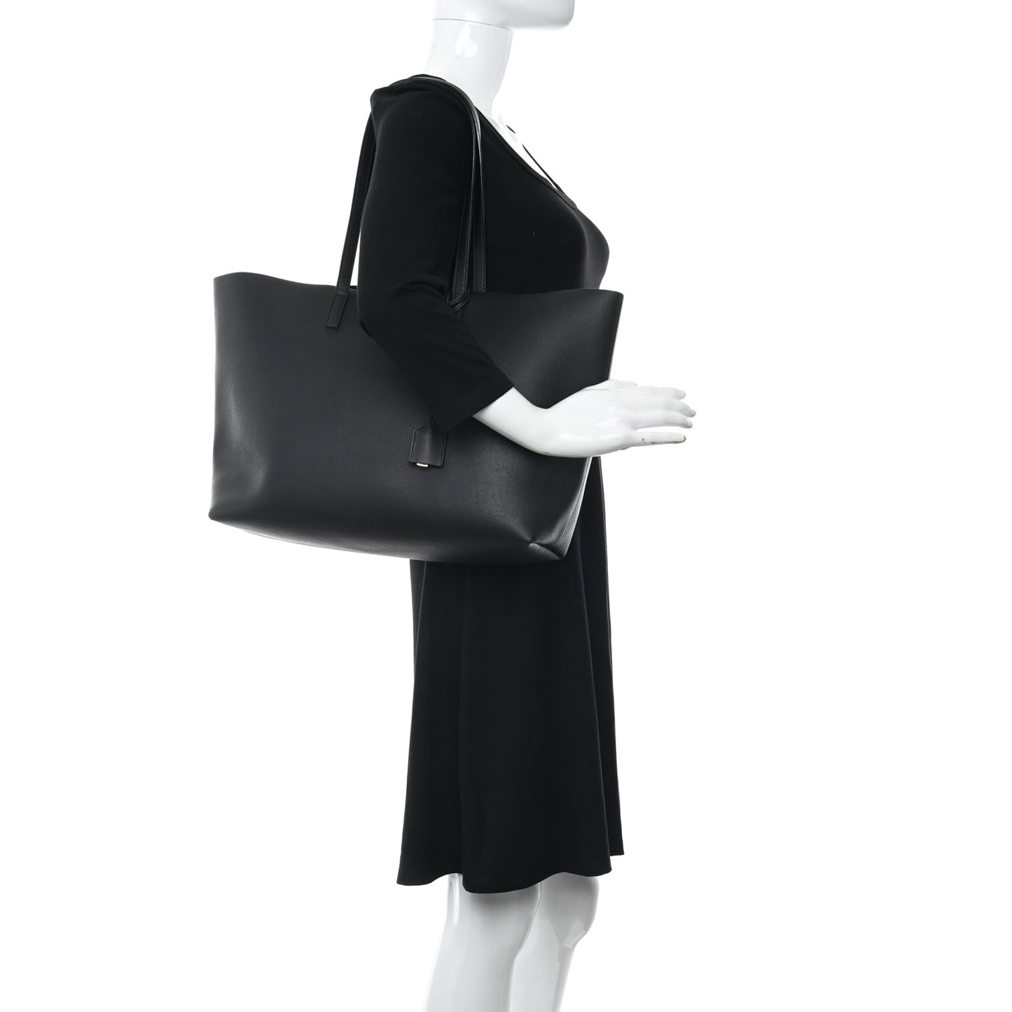 Calfskin East West Shopping Tote Black