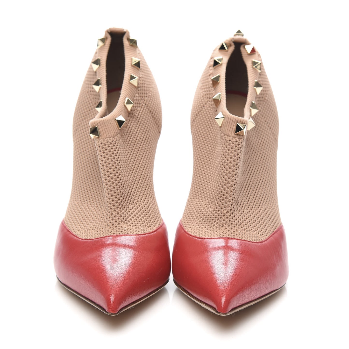 Nappa Knit Rockstud 105mm Sock Booties 37 Red