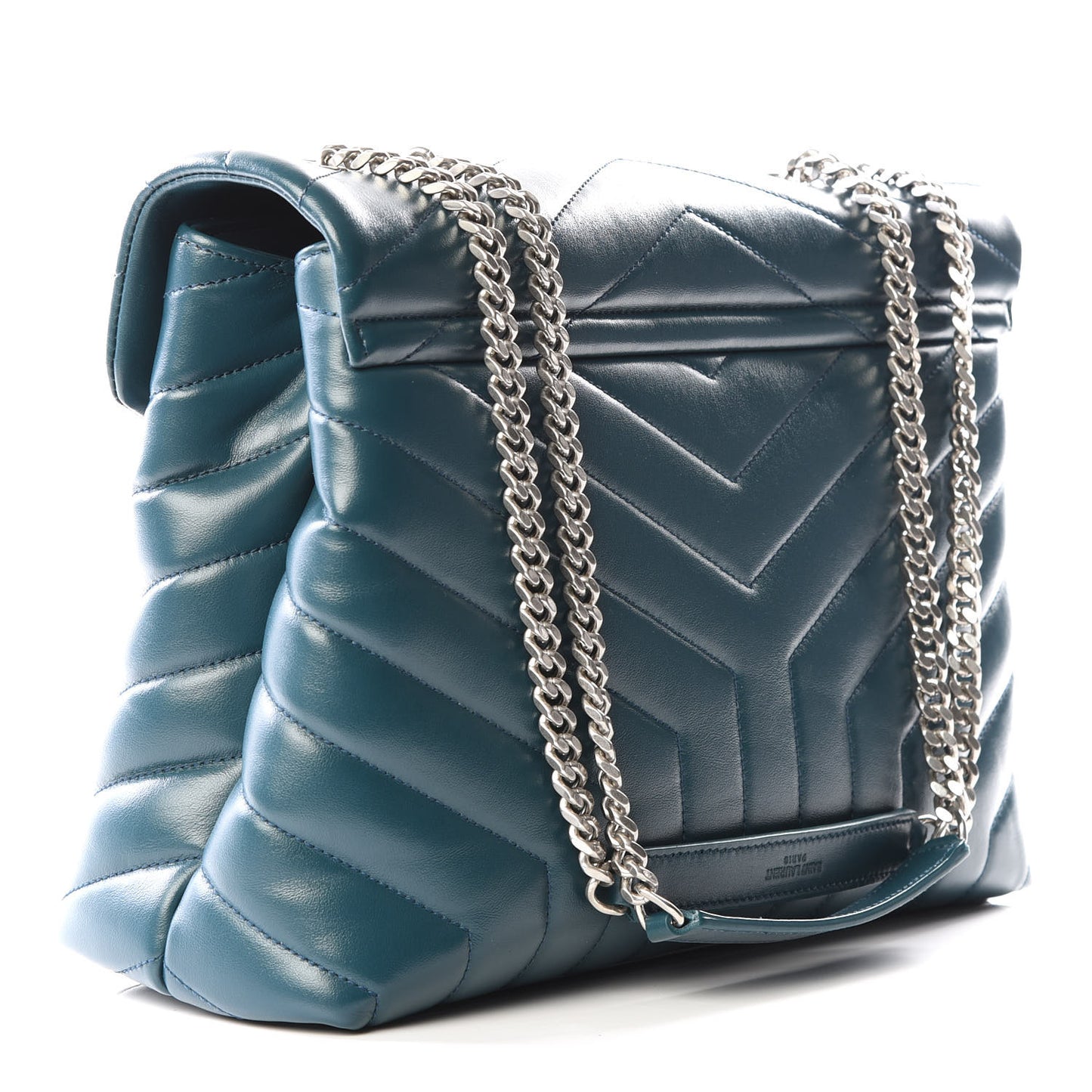 Calfskin Y Quilted Monogram Medium Loulou Chain Satchel Dark Turquoise