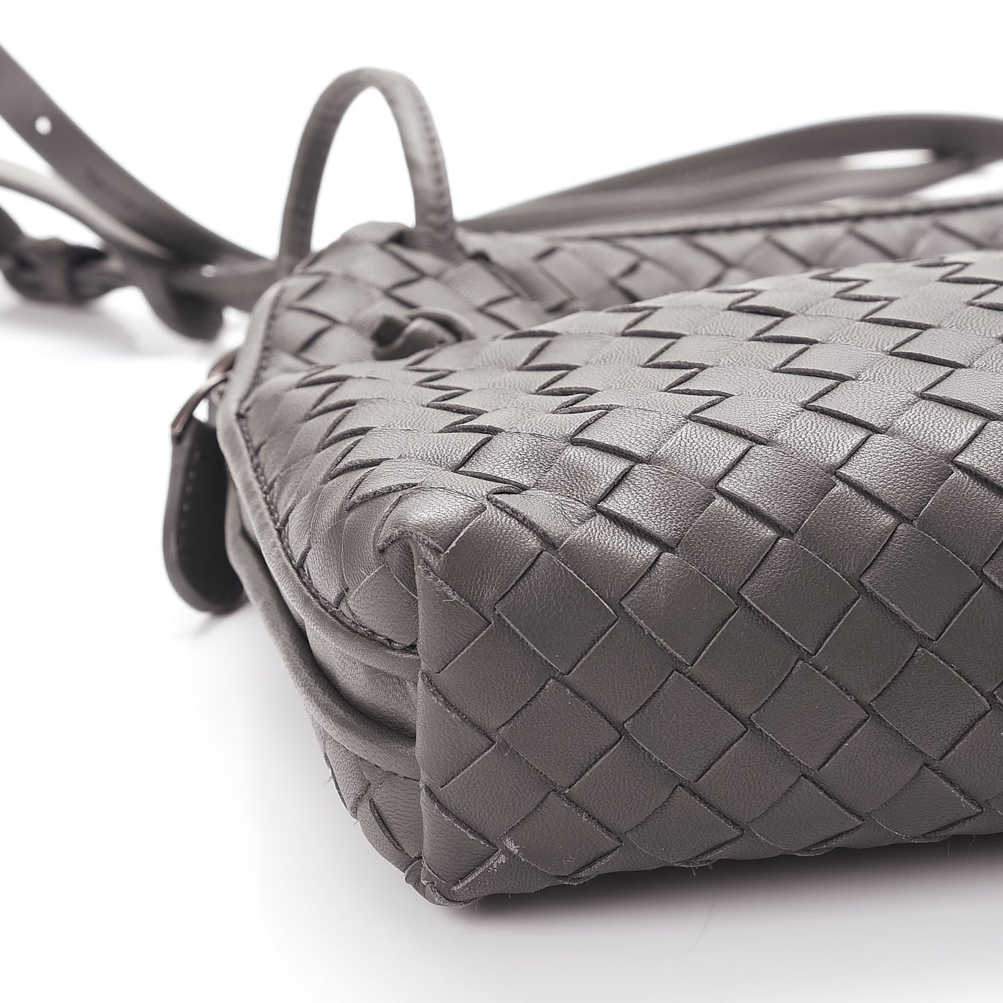 Nappa Intrecciato Pillow Crossbody Messenger Light Grey