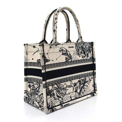 Christian Dior Canvas Embroidered Small Zodiac Toile De Jouy Book Tote Latte 3 of 11