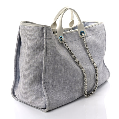 Chanel Canvas Large Deauville Tote Light Blue 3 of 11