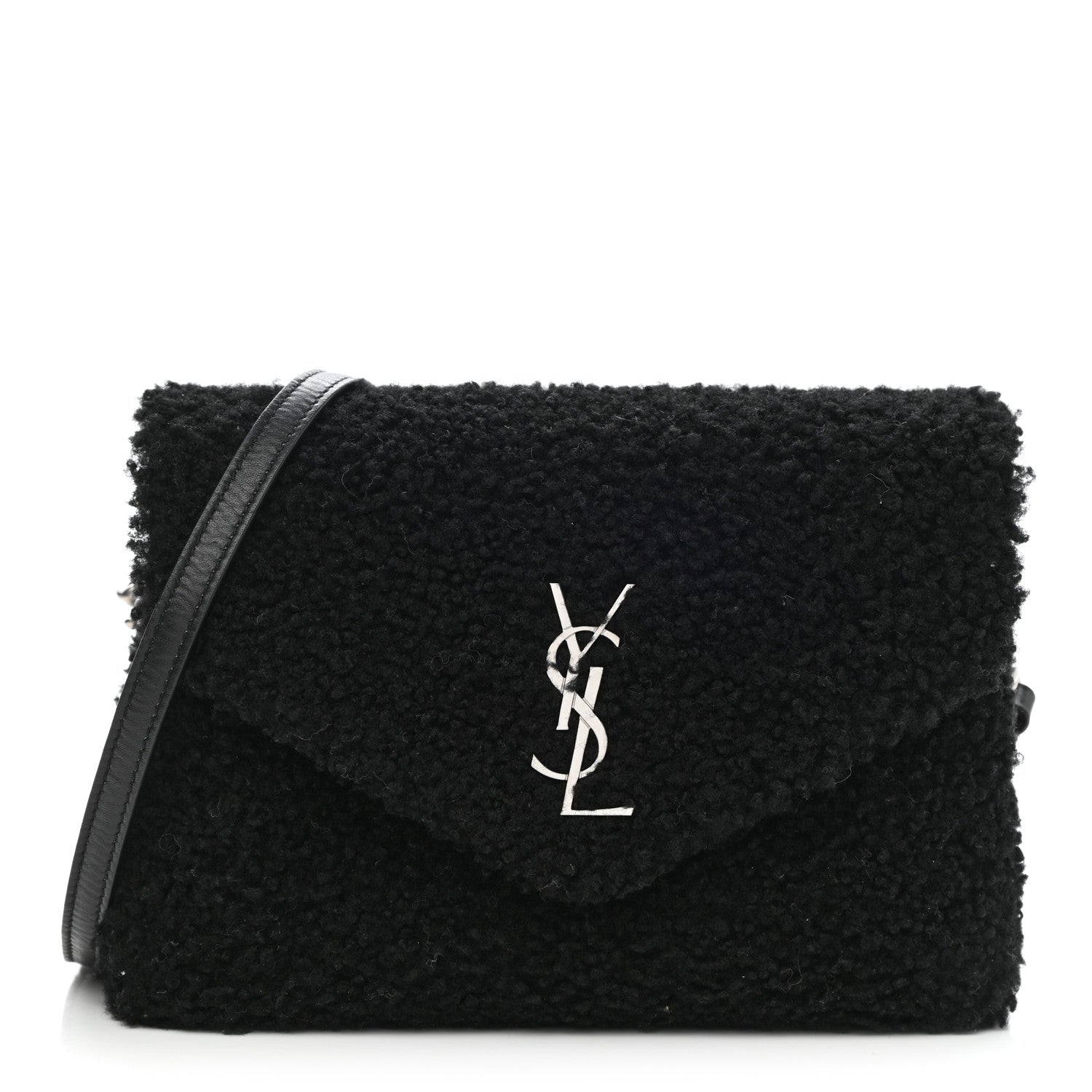 Saint Laurent Shearling Toy Loulou Shoulder Bag Black 1 of 8