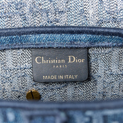 Christian Dior Oblique Embroidered Saddle Bag Denim Blue 6 of 10