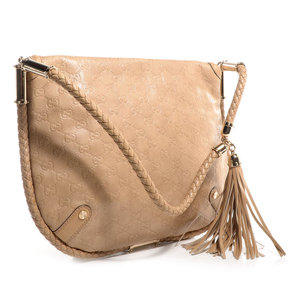 Gucci Guccissima Britt Tassel Shoulder Bag Beige 3 of 7