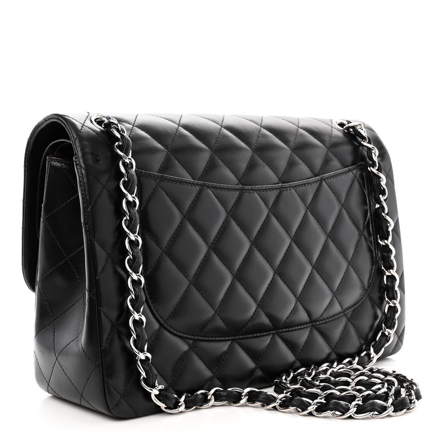 Lambskin Quilted Jumbo Double Flap Black