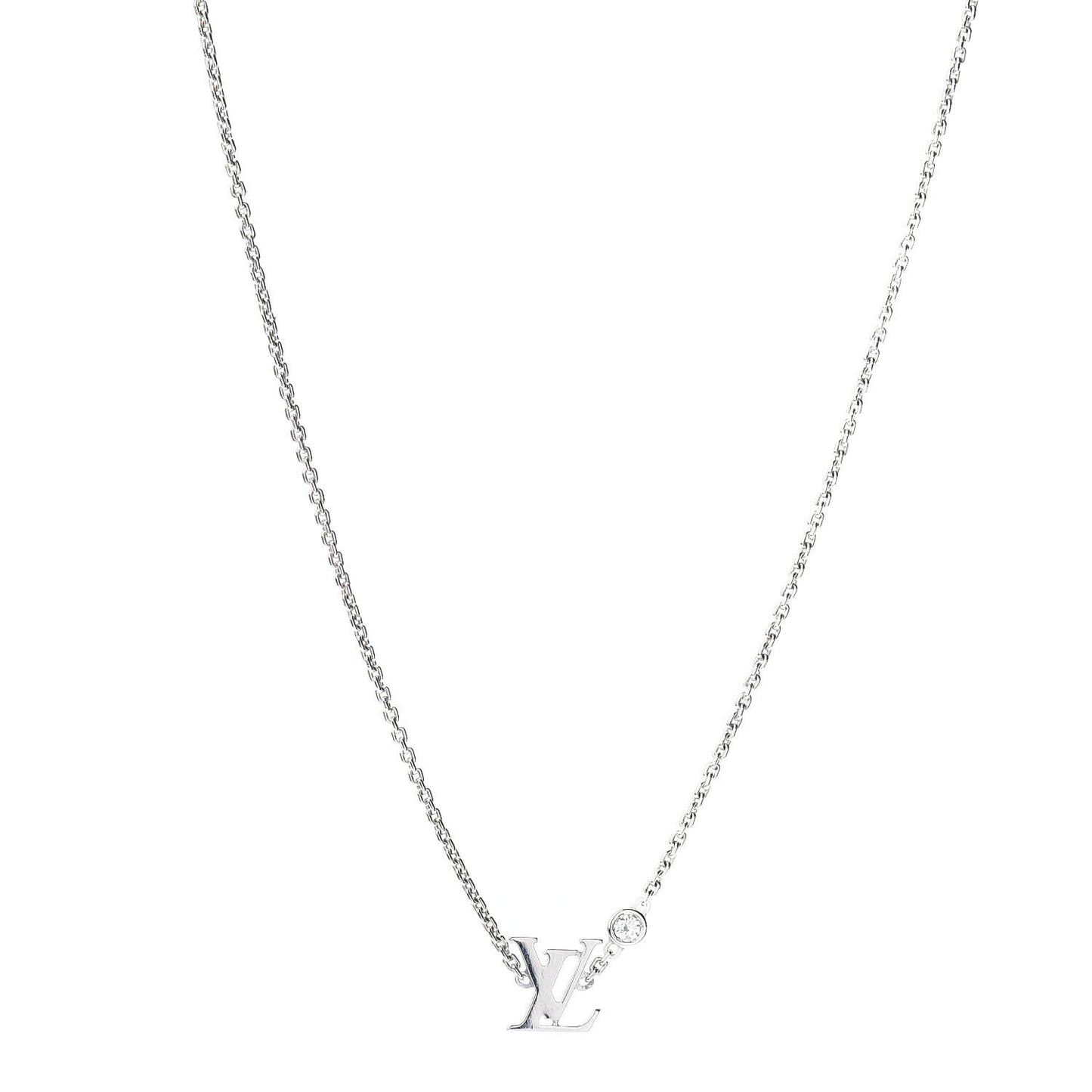 18K White Gold Diamond Idylle Blossom LV Pendant Necklace