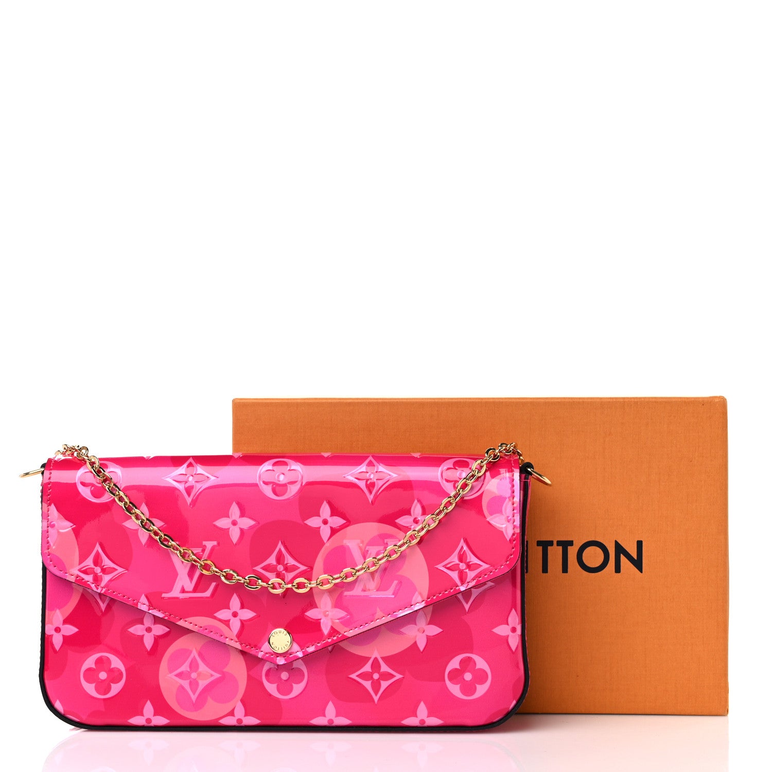 Louis Vuitton Vernis Valentine Pochette Felicie Chain Wallet Fuchsia 10 of 10
