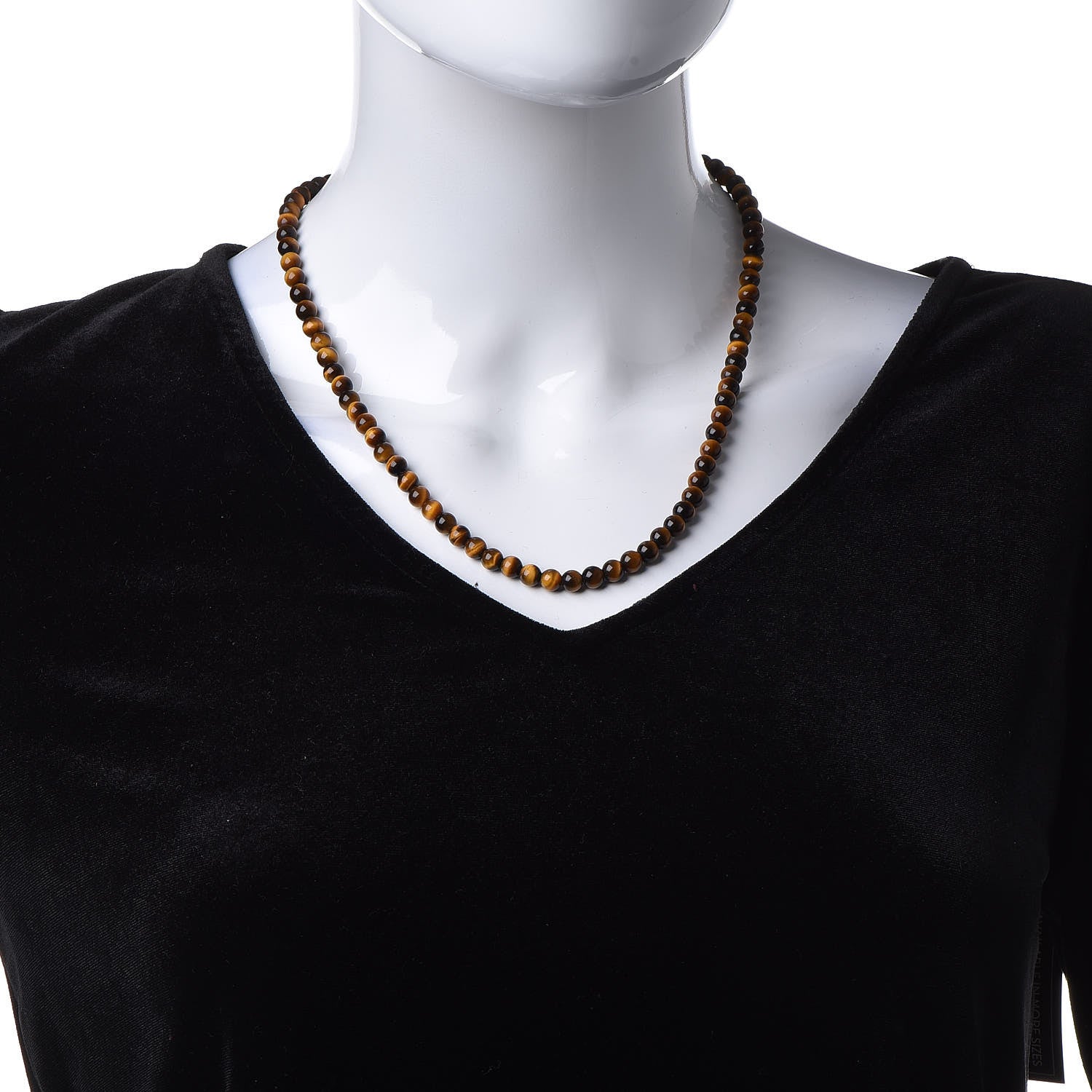David Yurman Sterling Silver Tigers Eye 5mm Spiritual Beads Necklace 2 of 6