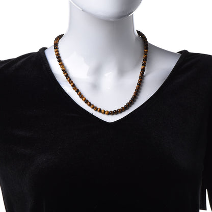 David Yurman Sterling Silver Tigers Eye 5mm Spiritual Beads Necklace 2 of 6