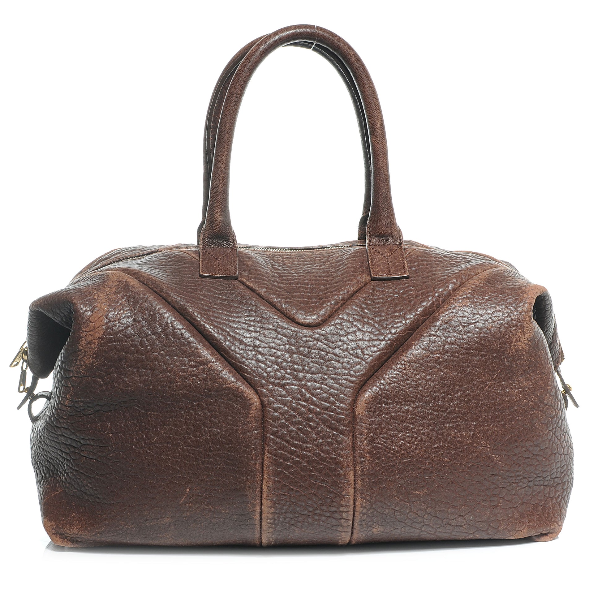 Saint Laurent Pebbled Lambskin Medium Easy Sac Brown 1 of 9