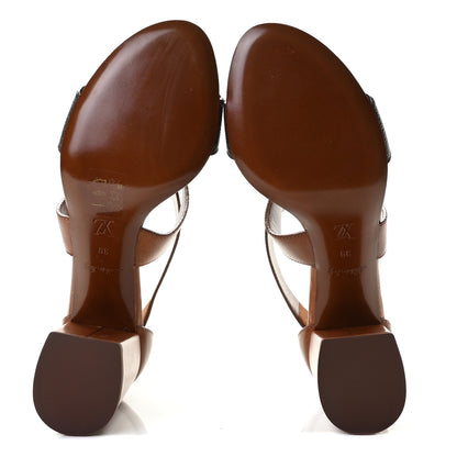 Louis Vuitton Calfskin Monogram Horizon Sandals 39 Cognac Brown 7 of 9