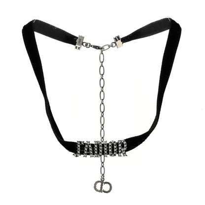 Christian Dior Velvet Crystal J’Adior Choker Necklace Black 3 of 5