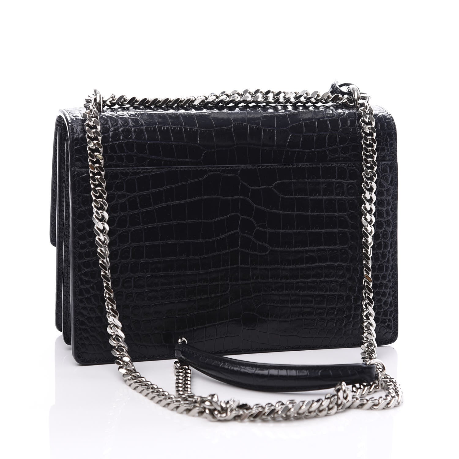 Saint Laurent Calfskin Crocodile Embossed Medium Monogram Sunset Navy 2 of 9