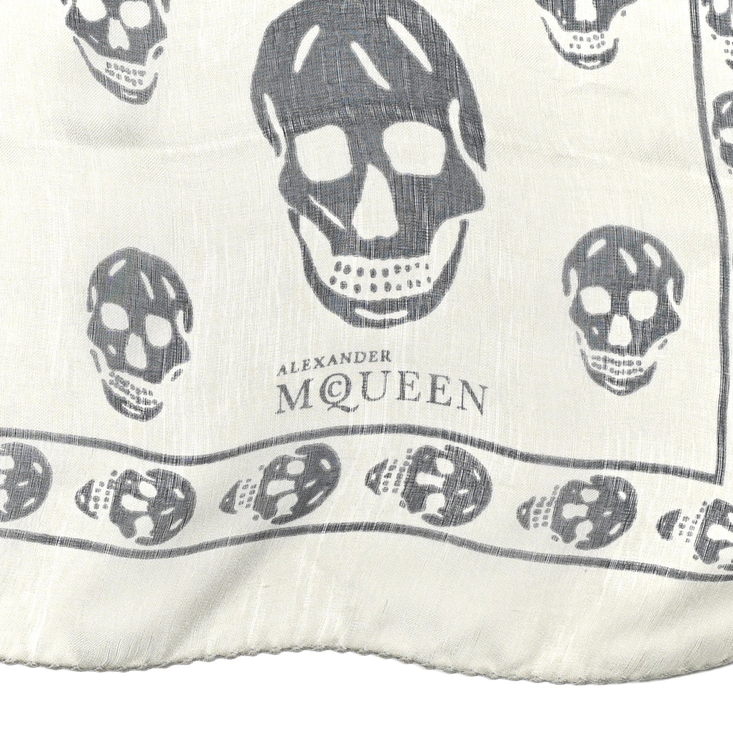 Alexander McQueen Silk Chiffon Skull Scarf Ivory Black 2 of 4