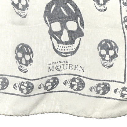 Alexander McQueen Silk Chiffon Skull Scarf Ivory Black 2 of 4