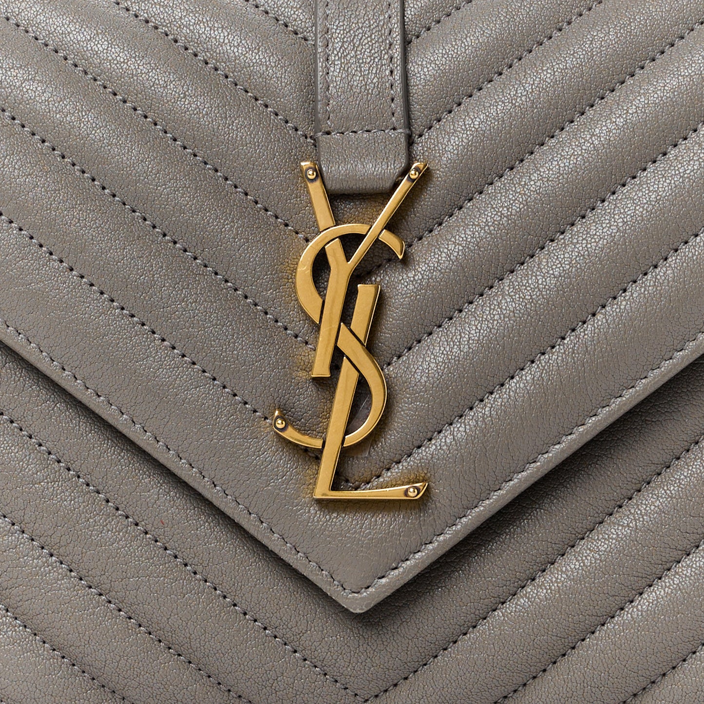 Sheepskin Matelasse Chevron Monogram Medium College Bag Fog