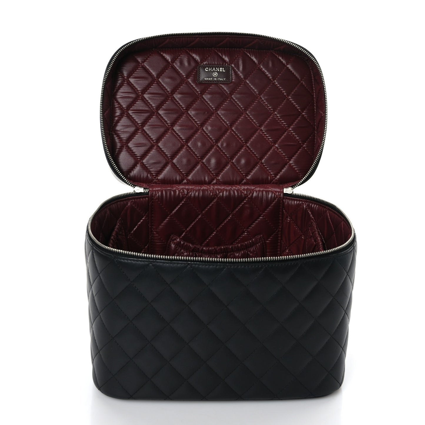 Lambskin Quilted Vanity Pouch Black