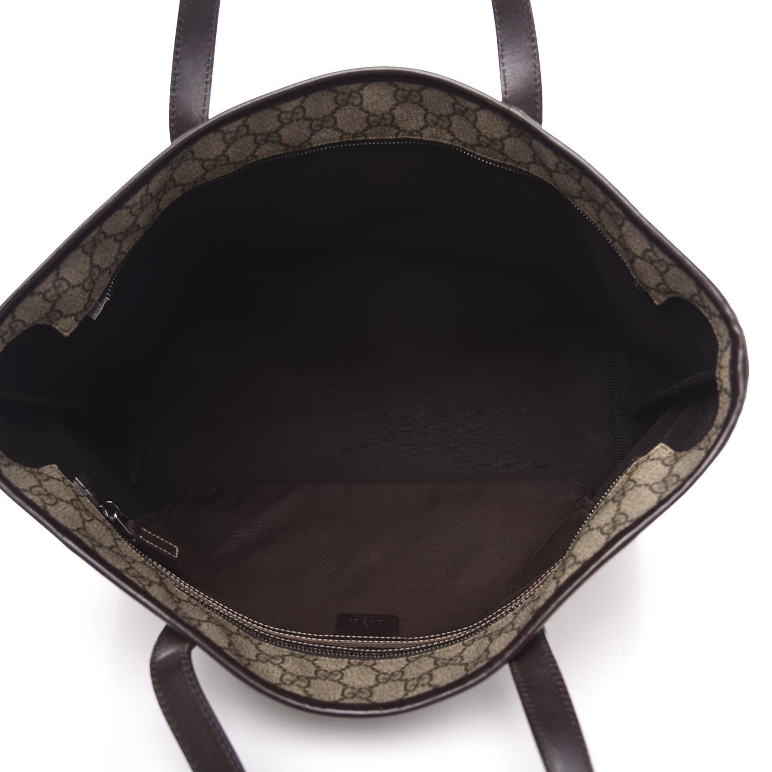 Gucci GG Supreme Monogram Medium Zippered Shopping Tote Dark Brown 5 of 12