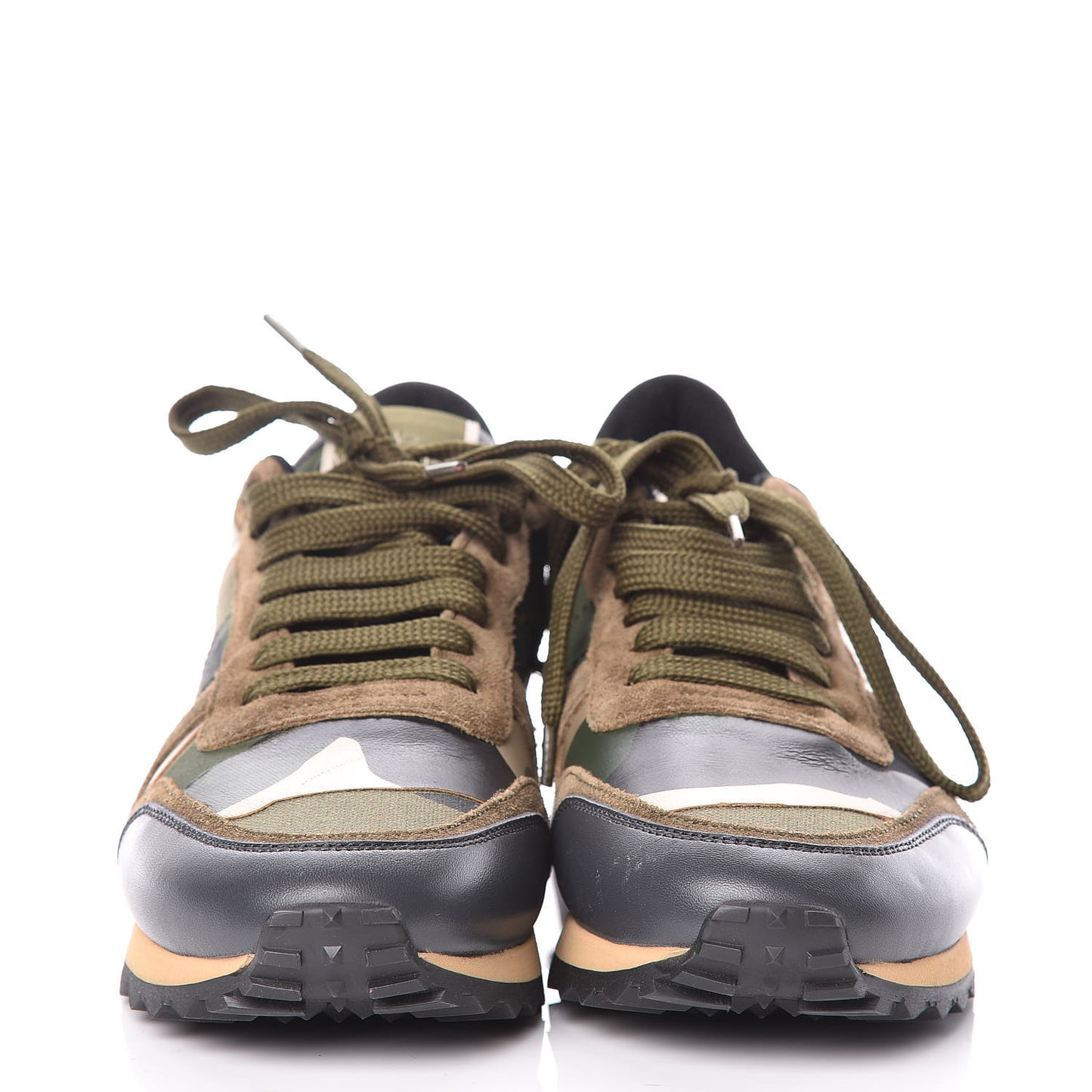 Nappa Fabric Suede Camouflage Womens Rockrunner Sneakers 35.5 Army Green Platino