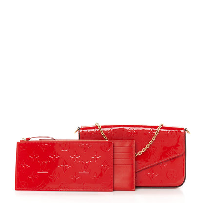 Louis Vuitton Vernis Felicie Pochette Chain Wallet Cherry 3 of 15